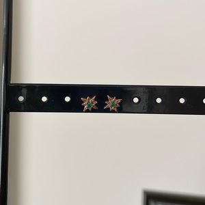 Rose gold earrings with green stones